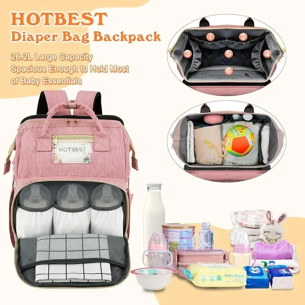 HOTBEST Diaper Bag Backpack, Pink, Large New